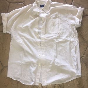 Short Sleeve White and Yellow Striped Button Up